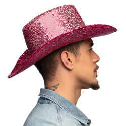 Chapeau de Cowgirl Rodéo Sequin Rose Fuchsia