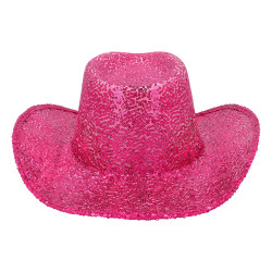 Chapeau de Cowgirl Rodéo Sequin Rose Fuchsia