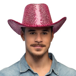 Chapeau de Cowgirl Rodéo Sequin Rose Fuchsia