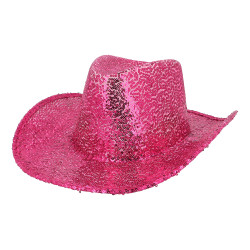 Chapeau de Cowgirl Rodéo Sequin Rose Fuchsia