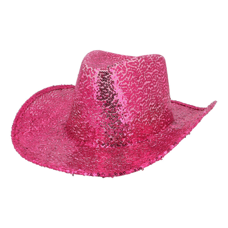 Chapeau de Cowgirl Rodéo Sequin Rose Fuchsia