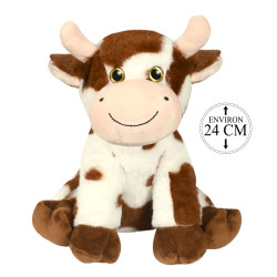 Peluche Vache Assise Marron 24cm