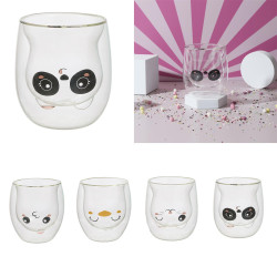 Mug Double Paroi en Verre Animaux Kawaï