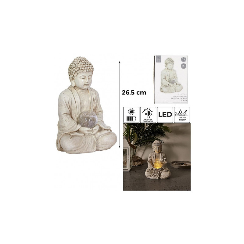Lampe Solaire Bouddha en Résine Lampe Solaire Bouddha en Résine
