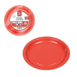 Assiettes Rondes en Carton 20cm Rouge - 10 Pièces