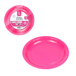 Assiettes Rondes en Carton 20cm Rose Fuschia - 10 Pièces