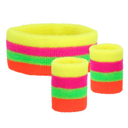 Bandeau et Bracelets Eponge Fluo 3 Pièces