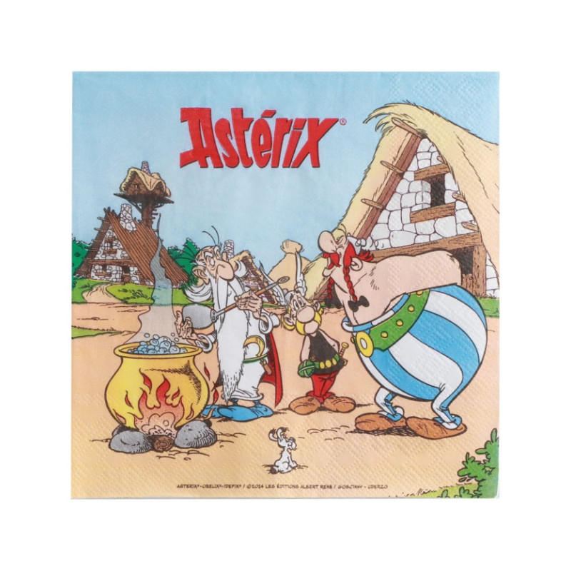 Serviettes En Papier Anniversaire Astérix - 20 Pièces