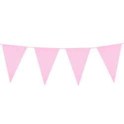 Guirlande Rose Clair 10 Mètres Grands Fanions Triangulaires