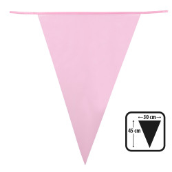Guirlande Rose Clair 10 Mètres Grands Fanions Triangulaires