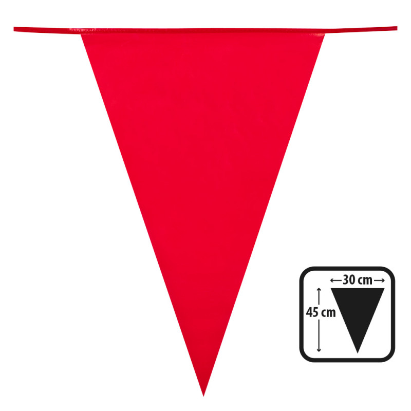 Guirlande Rouge 10 Mètres Grands Fanions Triangulaires Guirlande Rouge 10 Mètres Grands Fanions Triangulaires