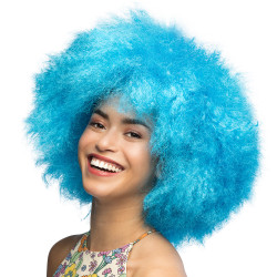 Perruque Afro Sugar Bleu Fluo