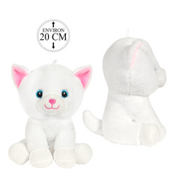 Peluche Chat Blanc Assis 20cm
