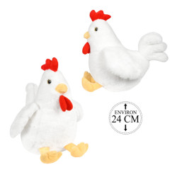 Peluche Poule Blanche 24cm