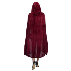 Déguisement Cape Capuche Velours Bordeaux Luxe 170cm