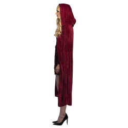 Déguisement Cape Capuche Velours Bordeaux Luxe 170cm