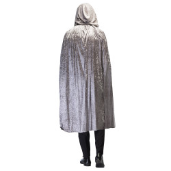 Déguisement Cape Capuche Velours Gris Luxe 170cm