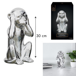 Sculture Singe Argenté 28cm