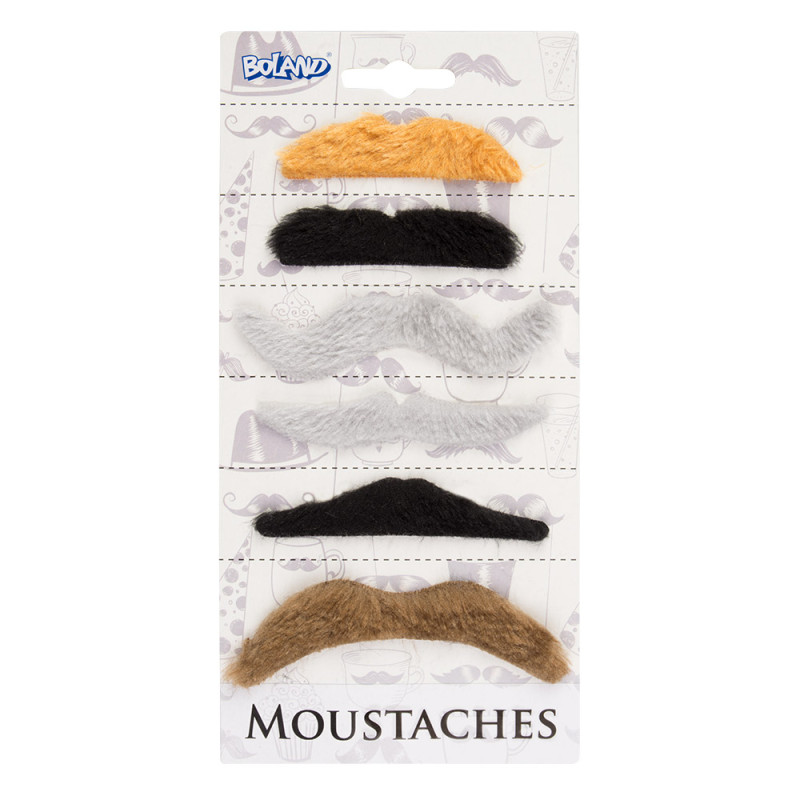 Moustaches Fantaisies Couleurs Naturelles 6 Pièces