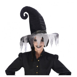 Chapeau De Sorcière Noir et gris Aspect Velours