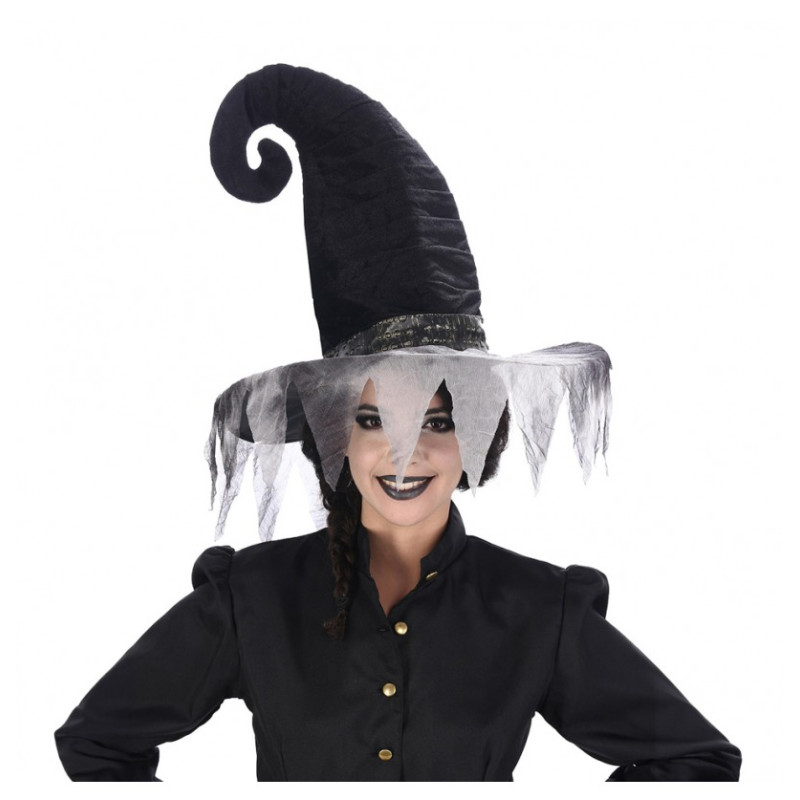 Chapeau De Sorcière Noir et gris Aspect Velours