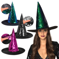 Chapeau De Sorcière Sequins Réversible Couleurs Assorties
