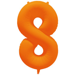 Ballon Chiffre Métallique Géant Orange Fluo N°8