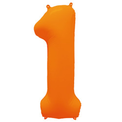 Ballon Chiffre Métallique Géant Orange Fluo N° 1