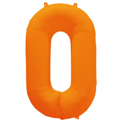 Ballon Chiffre Métallique Géant Orange Fluo N°0