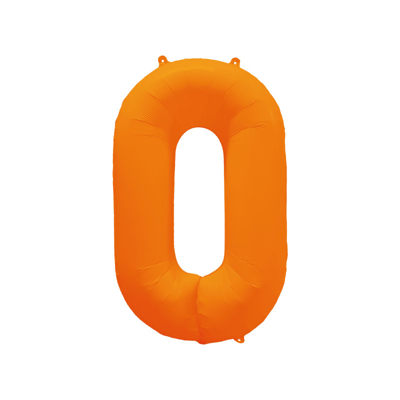 Ballon Chiffre Métallique Géant Orange Fluo N°0