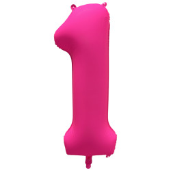 Ballon Chiffre Métallique Géant Rose Fluo N° 1