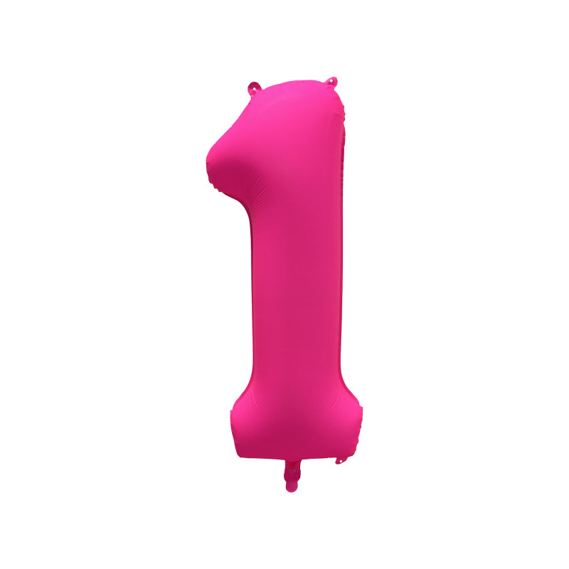 Ballon Chiffre Métallique Géant Rose Fluo N° 1