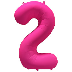 Ballon Chiffre Métallique Géant Rose Fluo N° 2