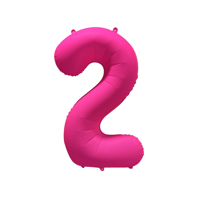 Ballon Chiffre Métallique Géant Rose Fluo N° 2
