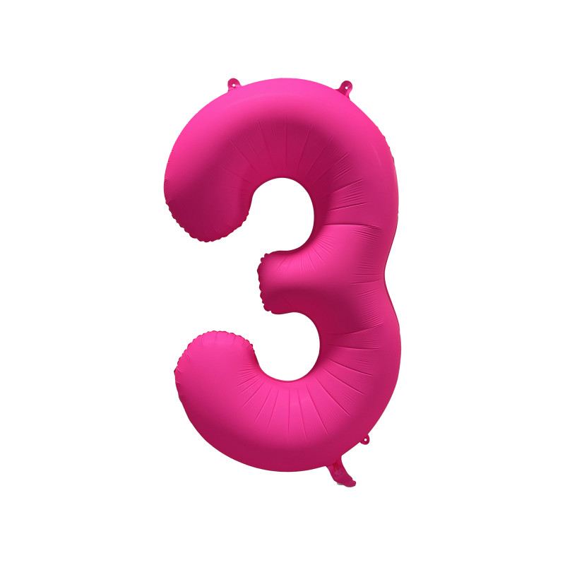 Ballon Chiffre Métallique Géant Rose Fluo N° 3 Ballon Chiffre Métallique Géant Rose Fluo N° 3