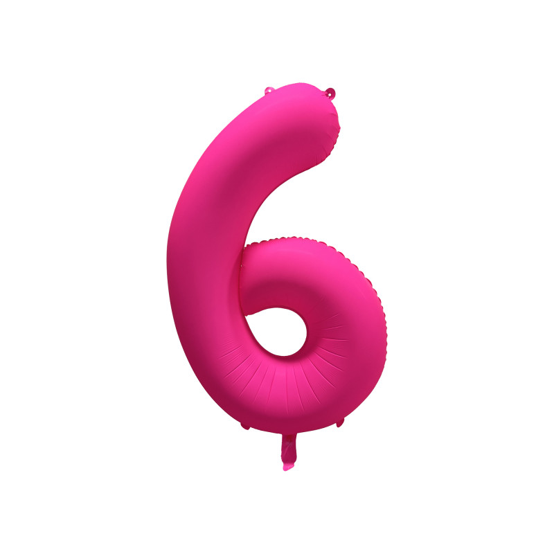 Ballon Chiffre Métallique Géant Rose Fluo N° 6 Ballon Chiffre Métallique Géant Rose Fluo N° 6