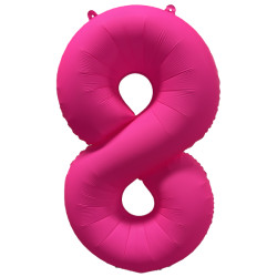 Ballon Chiffre Métallique Géant Rose Fluo N° 8