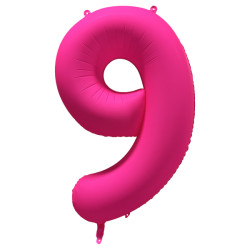 Ballon Chiffre Métallique Géant Rose Fluo N° 9