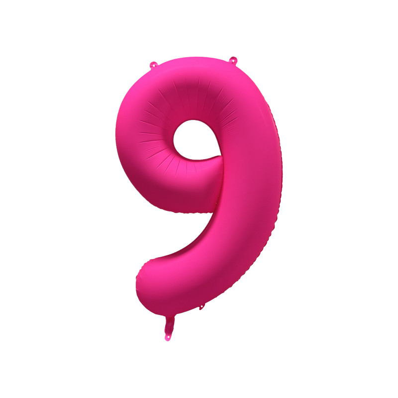 Ballon Chiffre Métallique Géant Rose Fluo N° 9