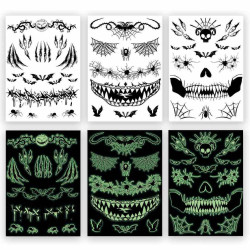 Tatouage Éphémère Halloween Phosphorescent Modèles Assortis