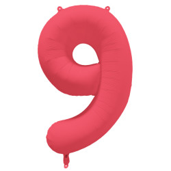 Ballon Chiffre Métallique Géant Rouge Fluo N° 9