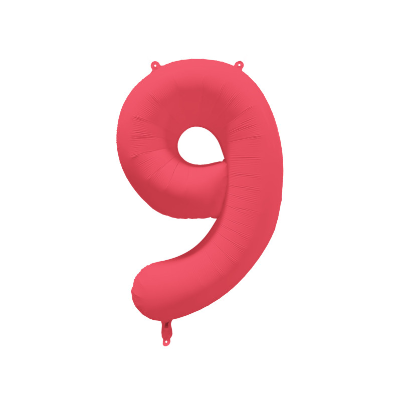 Ballon Chiffre Métallique Géant Rouge Fluo N° 9