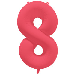 Ballon Chiffre Métallique Géant Rouge Fluo N° 8