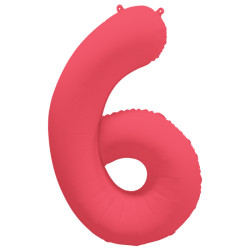 Ballon Chiffre Métallique Géant Rouge Fluo N° 6
