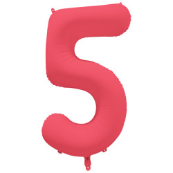 Ballon Chiffre Métallique Géant Rouge Fluo N° 5
