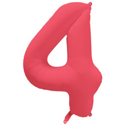 Ballon Chiffre Métallique Géant Rouge Fluo N° 4