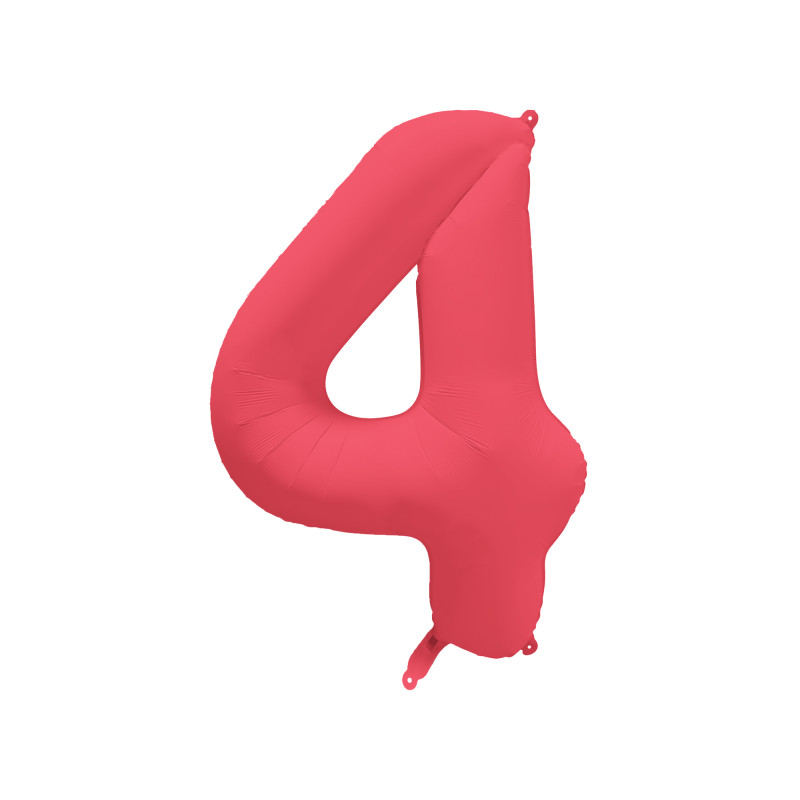 Ballon Chiffre Métallique Géant Rouge Fluo N° 4
