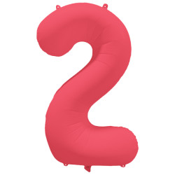 Ballon Chiffre Métallique Géant Rouge Fluo N° 2
