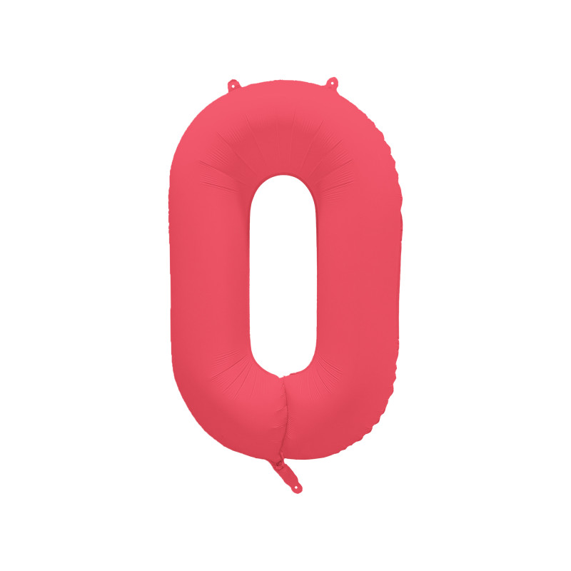 Ballon Chiffre Métallique Géant Rouge Fluo N° 0 Ballon Chiffre Métallique Géant Rouge Fluo N° 0