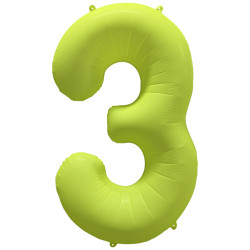Ballon Chiffre Métallique Géant Jaune Fluo N° 3